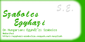 szabolcs egyhazi business card